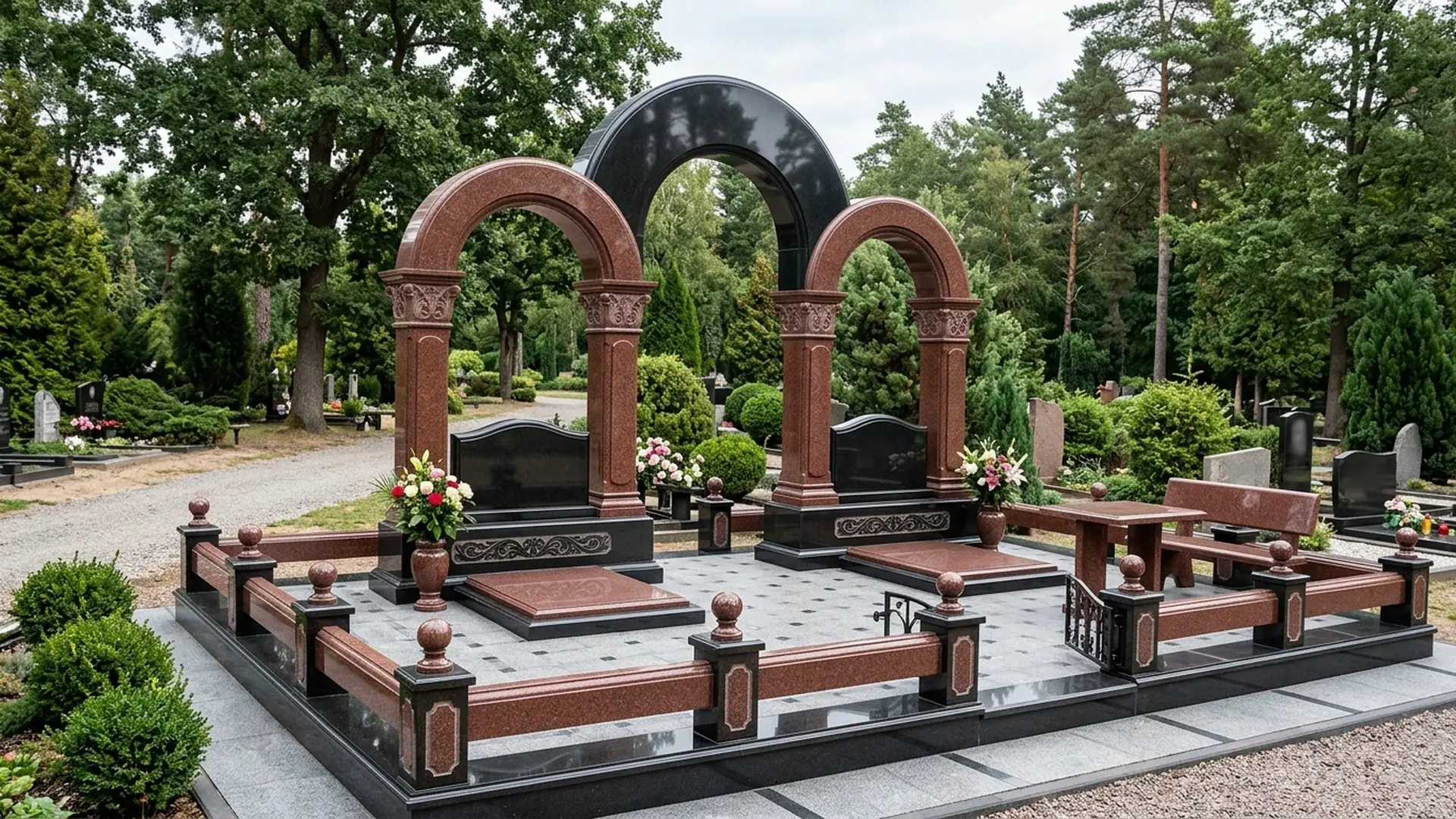 Подвійний пам’ятник з арковою композицією та благоустроєм ділянки