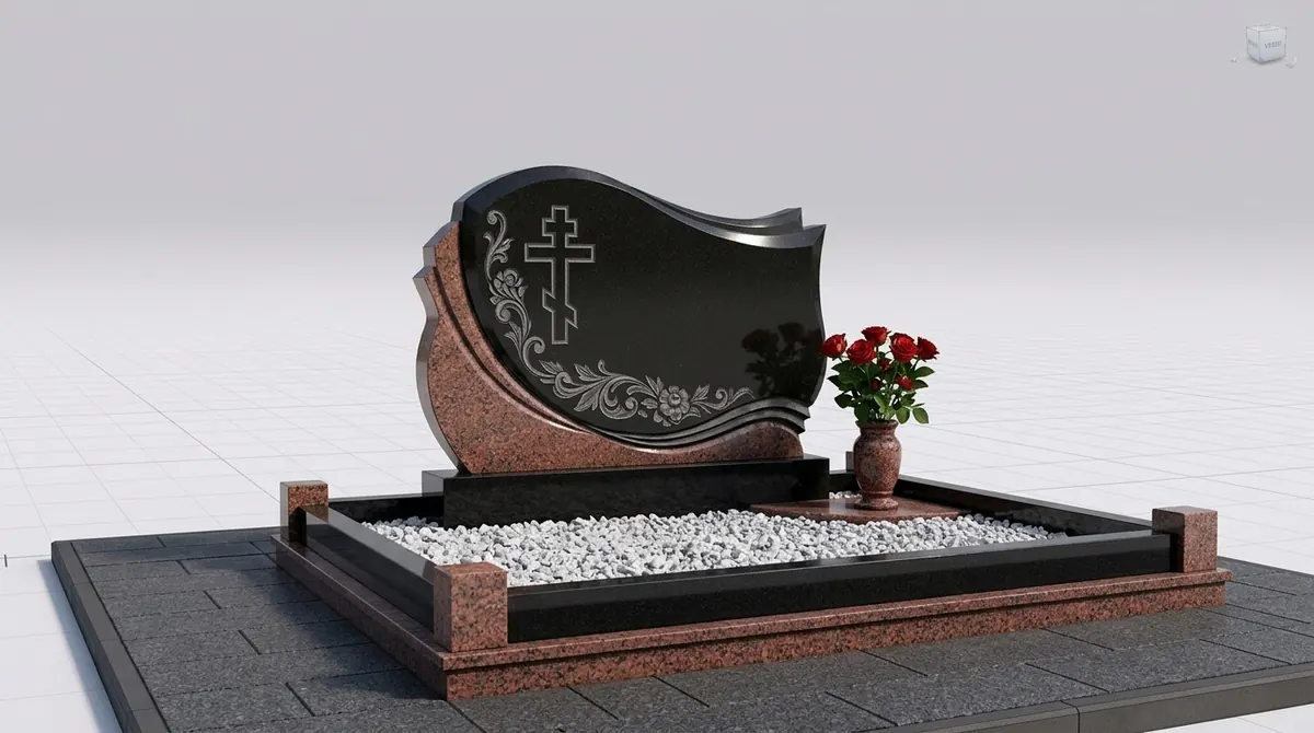 3D-візуалізація гранітного пам’ятника, погоджена із замовником до оплати